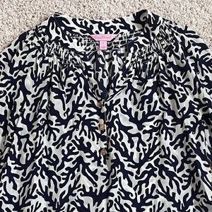 Lilly Pulitzer Elsa Top in Bright Navy Treasure - 100% Silk